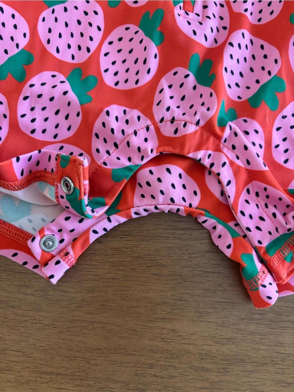 Hanna Andersson Pink Strawberry Print Rash Guard One-Piece Swimsuit 18-24M
